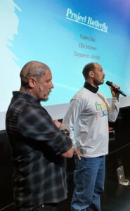 Ville Salonen speaking at Opera BOX’s day at Otaniemi High School